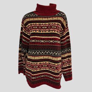 Vintage G.A.M. Winter Turtleneck Grandma Cabincore Fair Isle Sweater